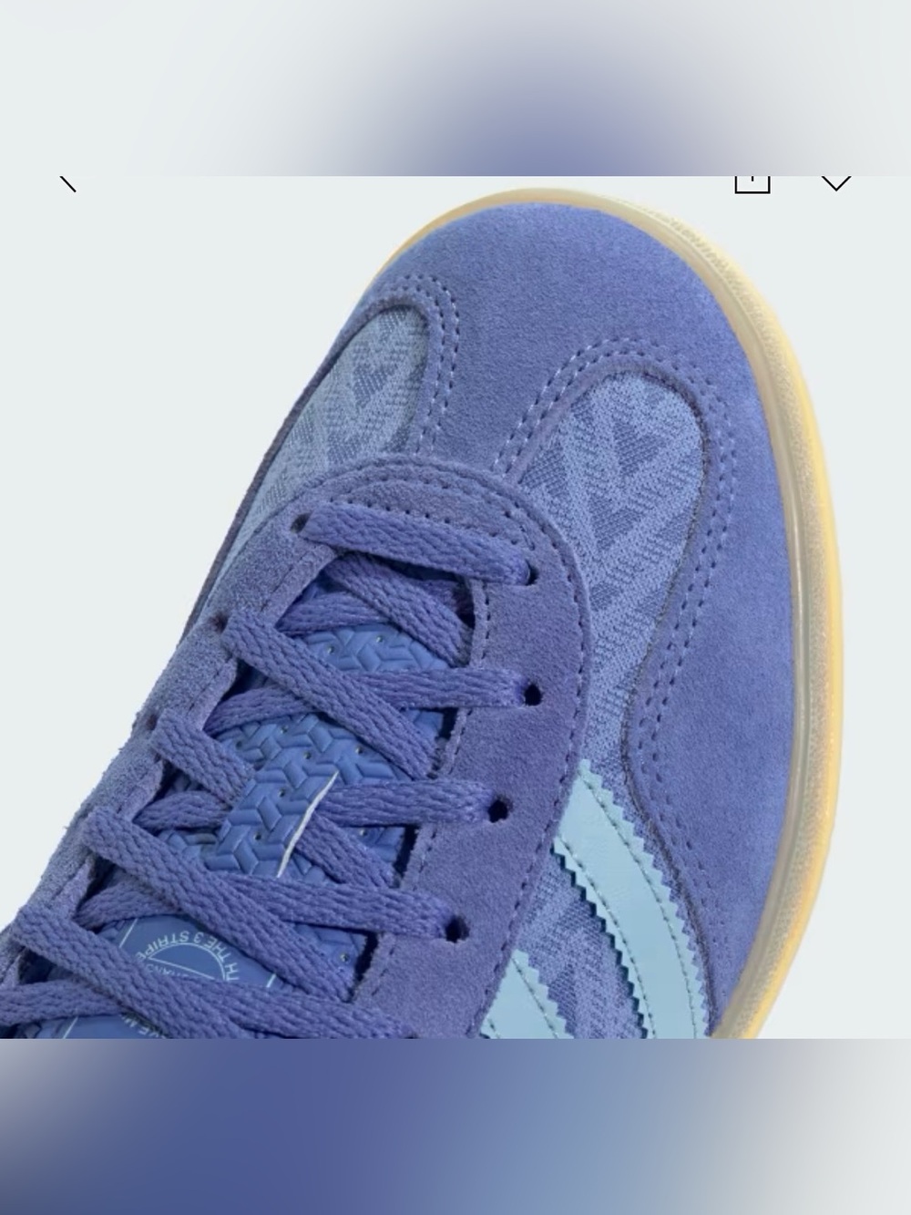 adidas Purple Suede Gazelle Sneakers with Light Blue Stripes - Picture 7 of 9